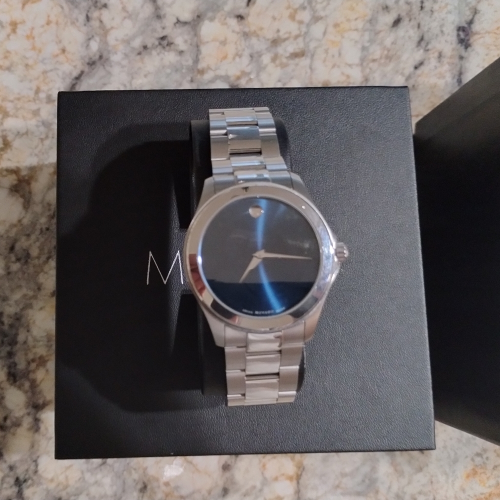 Movado Junior Sport Blue Dial Stainless Steel Mens Watch 0606116